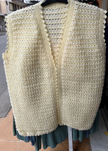 Krem rengi  Örgü Kolsuz Kadın Yelek - Görsel 4