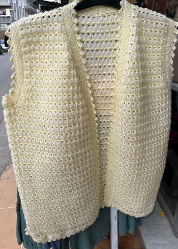 Krem rengi  Örgü Kolsuz Kadın Yelek - Görsel 2