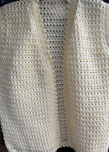 Krem rengi  Örgü Kolsuz Kadın Yelek - Görsel 5