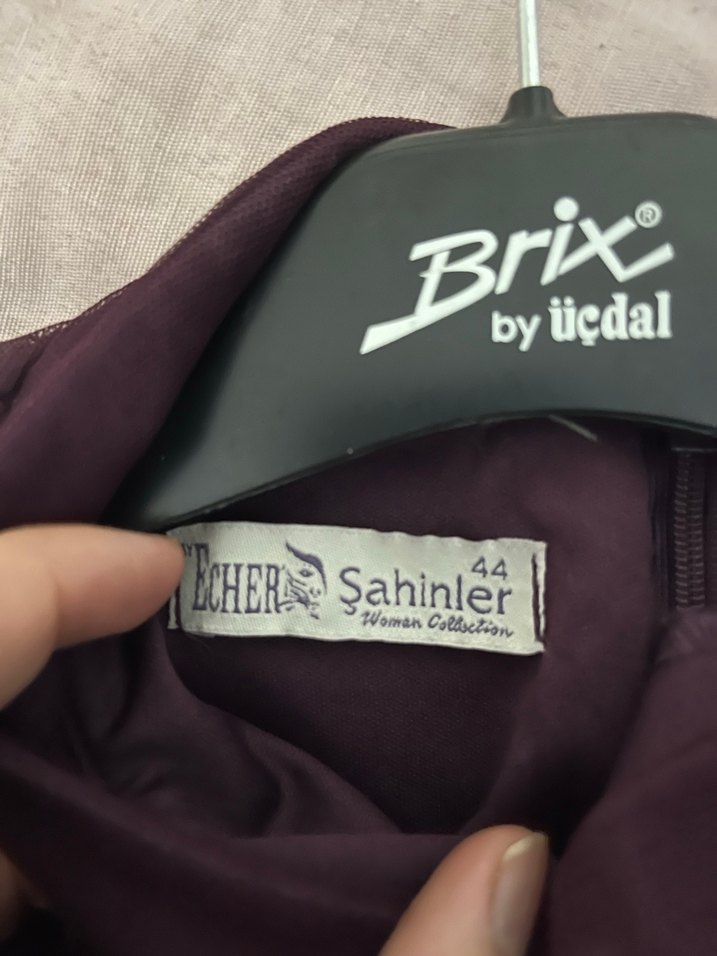 Uzun Kollu Mor Piliseli Abiye Elbise - Görsel 5