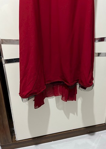 Kırmızı  Uzun Kollu Nakışlı Kadın Elbisesi - Görsel 4