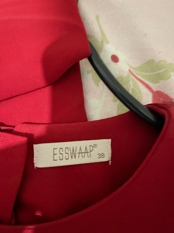 Kırmızı  Uzun Kollu Nakışlı Kadın Elbisesi - Görsel 5