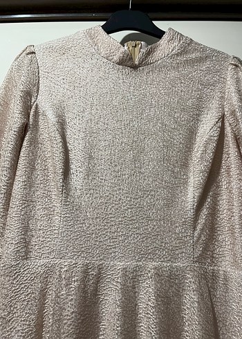 Krem renk Dantel Detaylı Uzun Kollu Elbise - Görsel 2