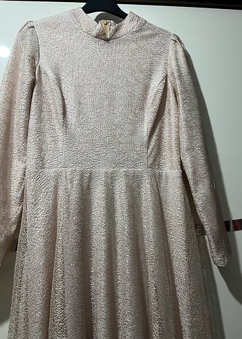 Krem renk Dantel Detaylı Uzun Kollu Elbise - Görsel 5