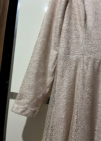 Krem renk Dantel Detaylı Uzun Kollu Elbise - Görsel 3