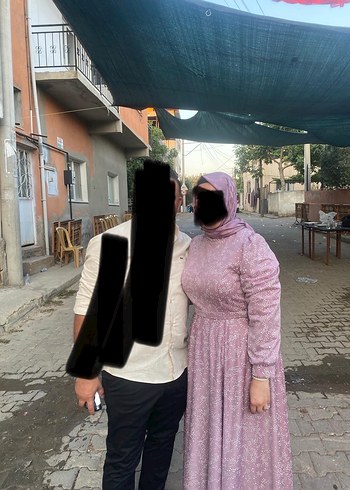 Lila Uzun Kollu Zarif Abiye Elbise - Görsel 2