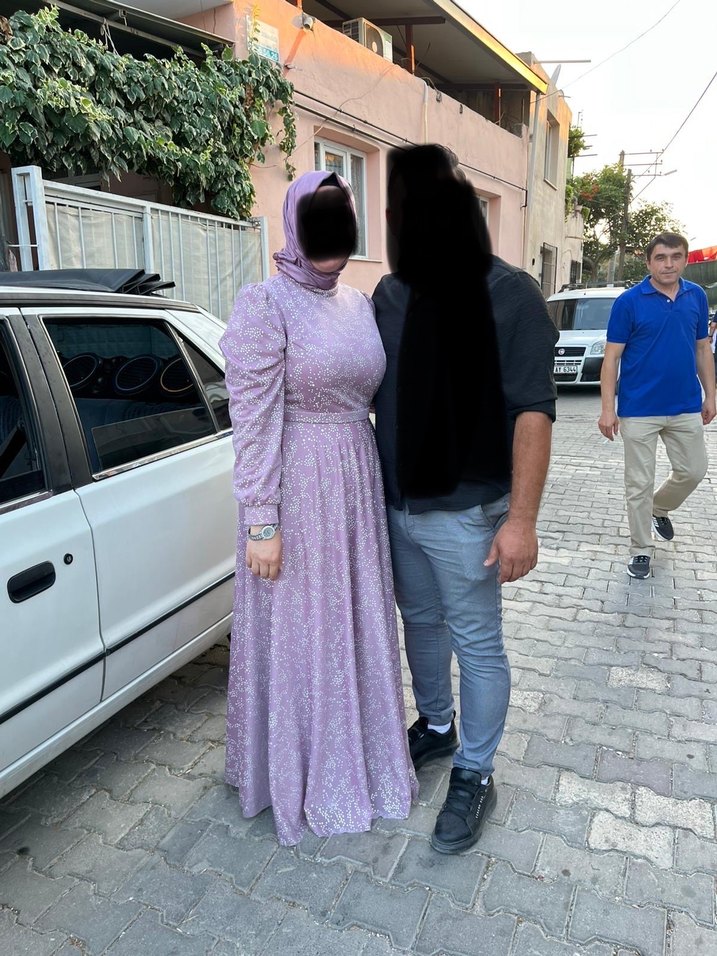 Lila Uzun Kollu Zarif Abiye Elbise - Görsel 3