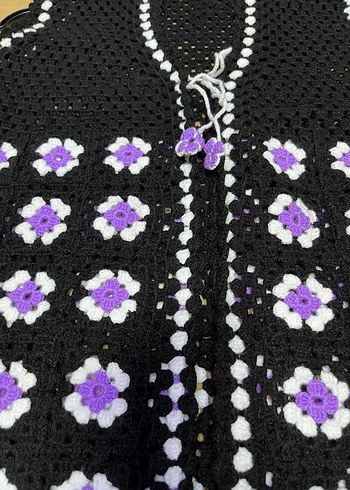 motifli Nakışlı Örgü Kısa Kadın Yelek - Görsel 2