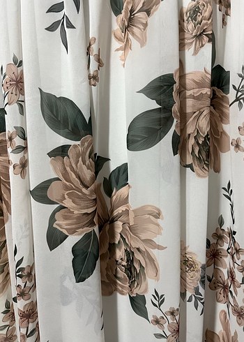 Beyaz Çiçek Desenli Uzun Bohem Kadın Elbise - Görsel 5