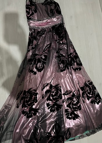 Pembe Straplez Gotik Uzun Abiye Elbise - Görsel 3