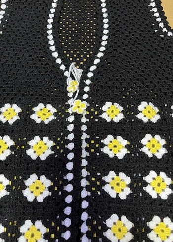 Nakışlı Siyah Örgü Bohem Yelek - Görsel 3