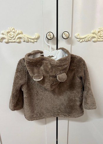 Kahverengi Kapüşonlu kız Çocuk Peluş Mont - Görsel 3