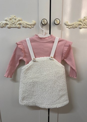 Kız Çocuk Pembe Boğazlı Triko Elbise