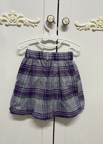 Kemerli Mor Gri Ekose Kız Eteği 7-8 yaş - Görsel 2