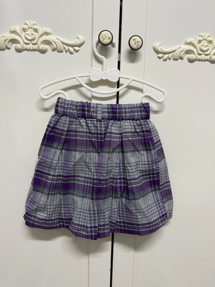 Kemerli Mor Gri Ekose Kız Eteği 7-8 yaş - Görsel 2