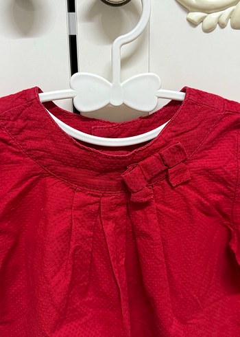 Kız Çocuk Kırmızı Keten Uzun Kollu Bluz - Görsel 4