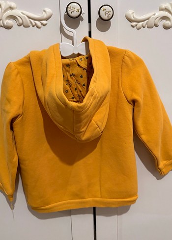 Nakışlı Kapüşonlu Sarı Kız Sweatshirt - Görsel 2