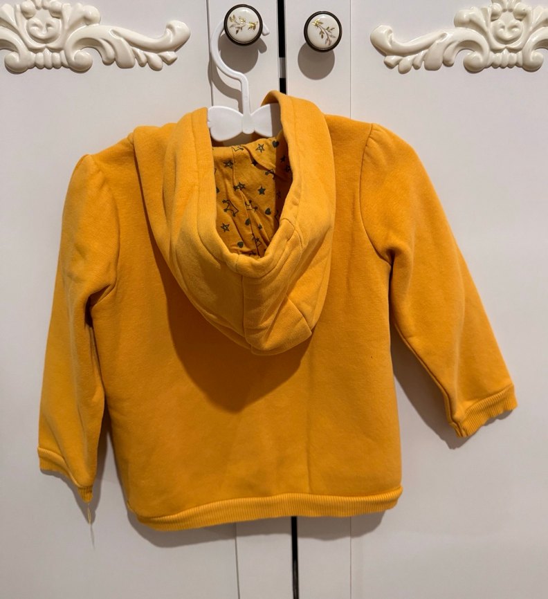 Nakışlı Kapüşonlu Sarı Kız Sweatshirt - Görsel 2