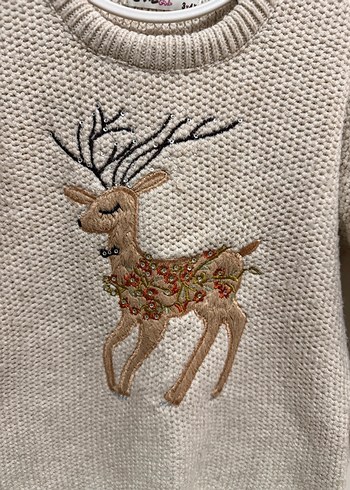 Nakışlı Bohem Kız Çocuk Triko Kazak 3-4 yaş - Görsel 3