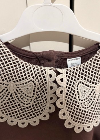 Dantel Yakalı Kahverengi Bebek Takımı 3-4 yaş - Görsel 4