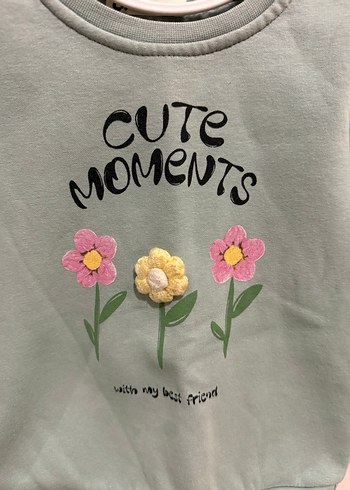 Kız Çocuk yeşil Desenli Uzun Kollu Sweatshirt 3-4 yaş - Görsel 3