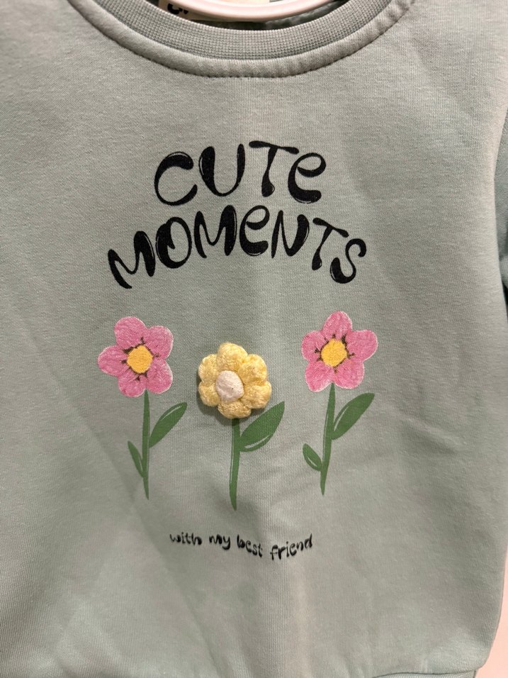 Kız Çocuk yeşil Desenli Uzun Kollu Sweatshirt 3-4 yaş - Görsel 3