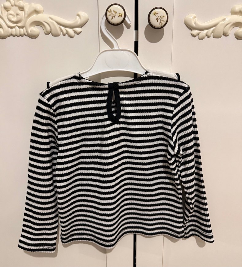 Kız Çocuk Çizgili Triko Bluz - Görsel 2