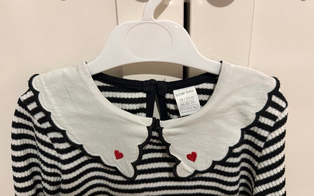 Kız Çocuk Çizgili Triko Bluz - Görsel 3