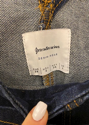 Kadın Lacivert Denim Askılı Midi Salopet - Görsel 2