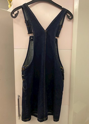 Kadın Lacivert Denim Askılı Midi Salopet - Görsel 3