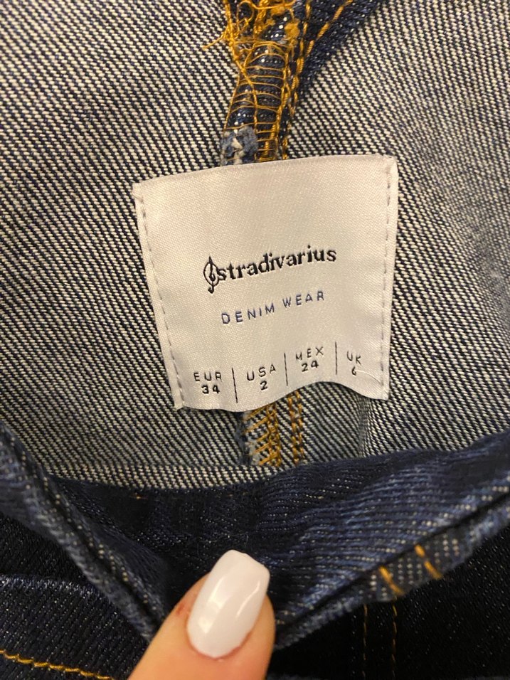 Kadın Lacivert Denim Askılı Midi Salopet - Görsel 2