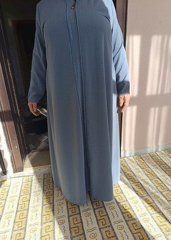 Kadın su yeşili Uzun Kollu Salaş Uzun Ferace - Görsel 11