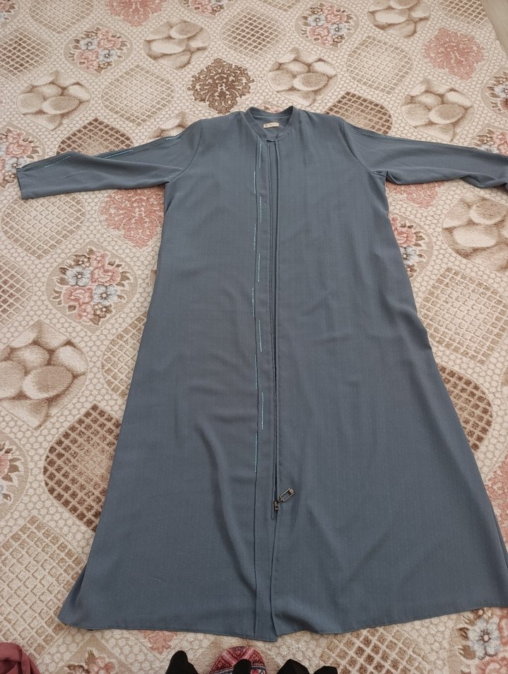 Kadın su yeşili Uzun Kollu Salaş Uzun Ferace - Görsel 2