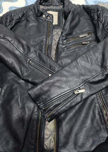 Siyah Deri Erkek Ceket Düğmeli Midi Boy - Görsel 5