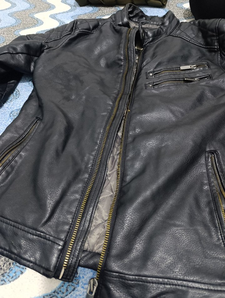 Siyah Deri Erkek Ceket Düğmeli Midi Boy - Görsel 2