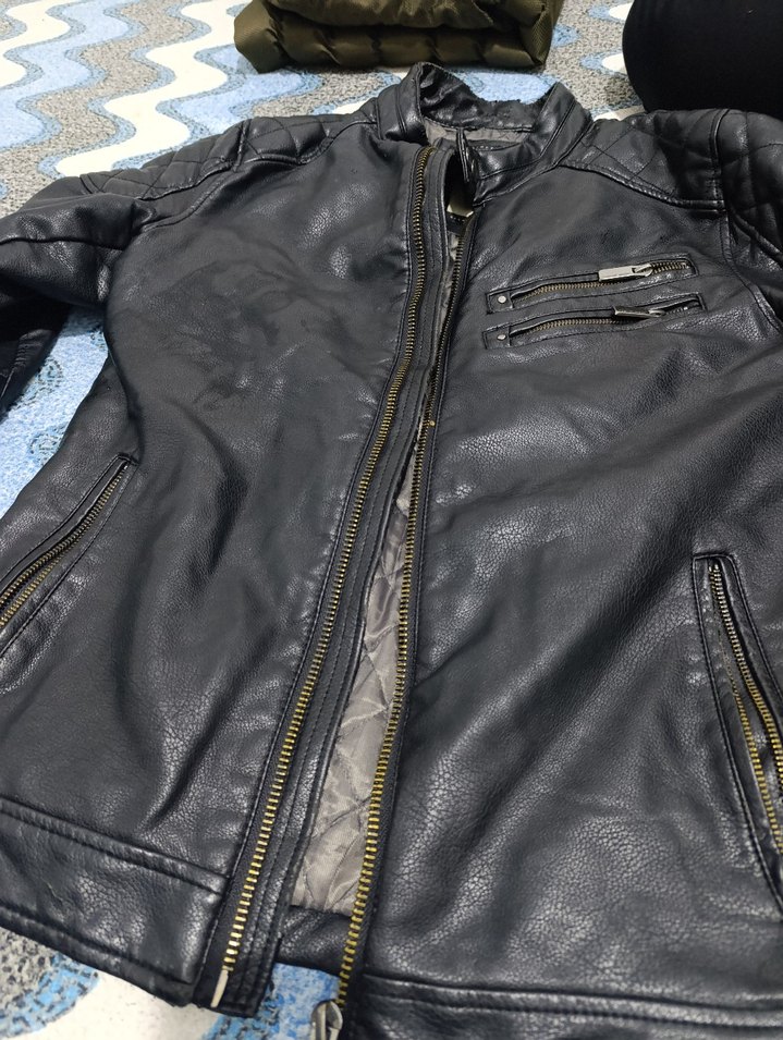 Siyah Deri Erkek Ceket Düğmeli Midi Boy - Görsel 4