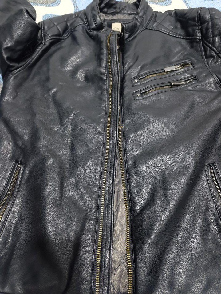 Siyah Deri Erkek Ceket Düğmeli Midi Boy - Görsel 3