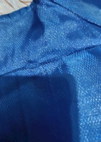 Mavi İşlemeli Uzun Kollu Abiye Elbise - Görsel 3