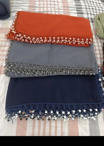 Boncuk İşlemeli Kadın Çok Renkli yazma - Görsel 5