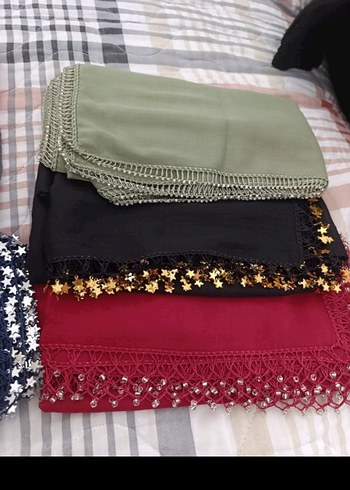 Boncuk İşlemeli Kadın Çok Renkli yazma - Görsel 4