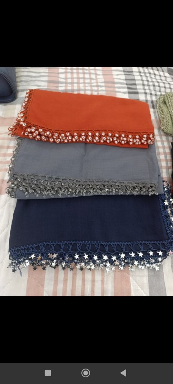 Boncuk İşlemeli Kadın Çok Renkli yazma - Görsel 5