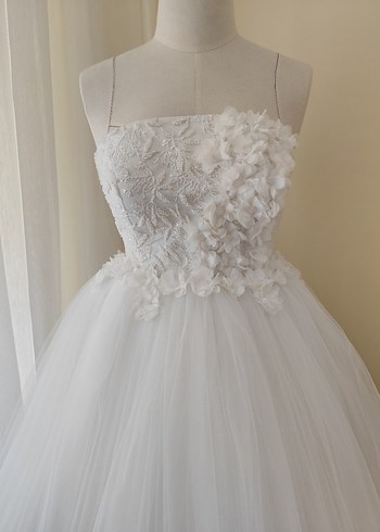 Straplez Mini Beyaz Gelinlik (After parti içinde uygun) - Görsel 4