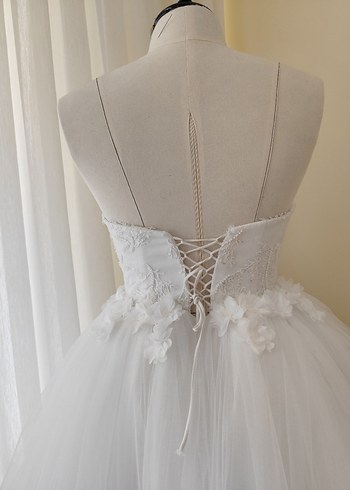 Straplez Mini Beyaz Gelinlik (After parti içinde uygun) - Görsel 7