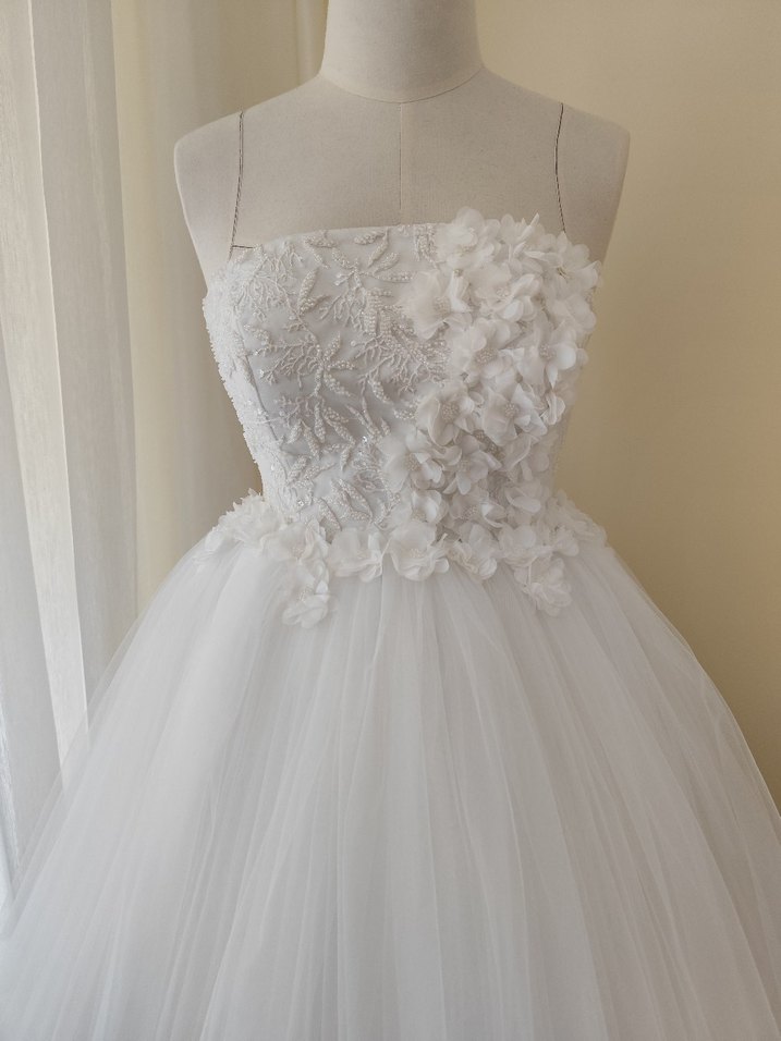 Straplez Mini Beyaz Gelinlik (After parti içinde uygun) - Görsel 4