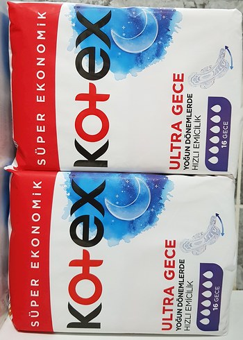 Kotex Ultra Gece 16'lı Süper Ekonomik Paket 2'li