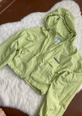 Bershka Yeşil Kapüşonlu Midi Boy Rahat Kesim Yağmurluk