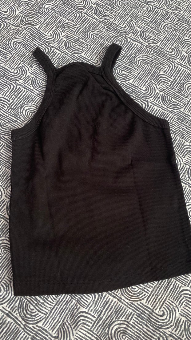 Siyah Baskılı Kadın Atlet Balıkçı Yaka Ruffle - Görsel 2