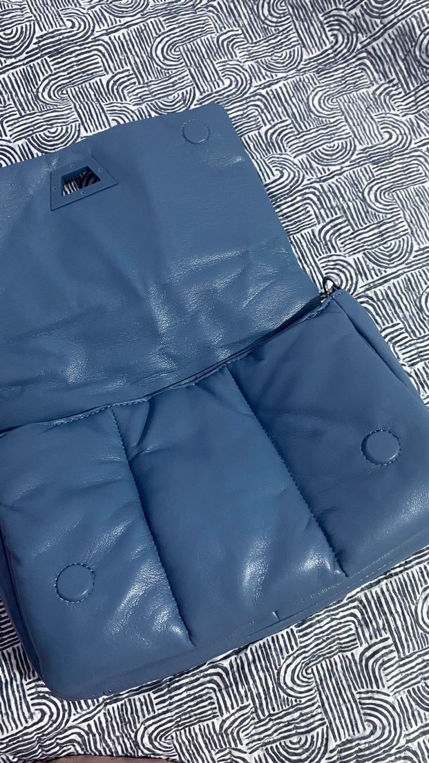 Mavi Deri Kadın Omuz Çantası - Görsel 4