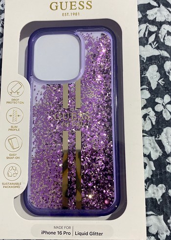 Mor Parlak Simli Guess Telefon Kılıfı - Görsel 2