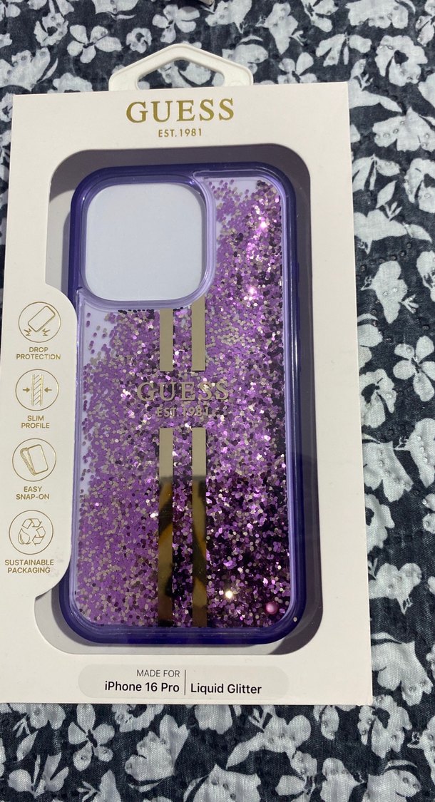 Mor Parlak Simli Guess Telefon Kılıfı - Görsel 2